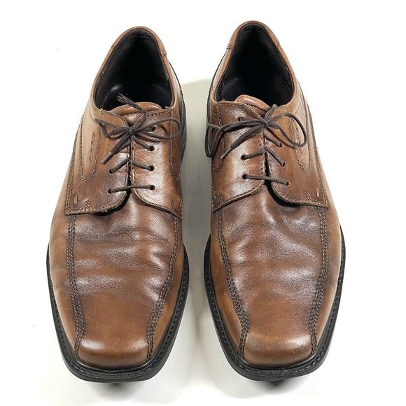 ECCO Men's Helsinki Brown‎ Leather Lace Up Square Toe Oxford 12-12.5 US / EUR 46 - Picture 3 of 14